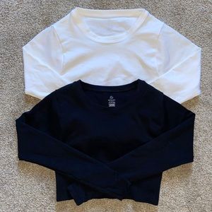 offline by aerie set of 2 sidewalk seamless long sleeve crop workout tops